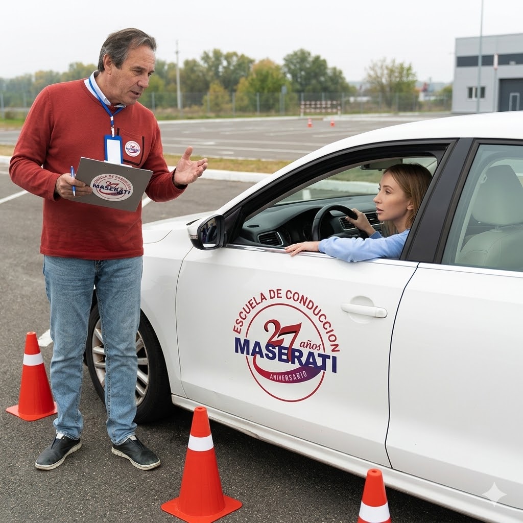Instructor en pista de práctica